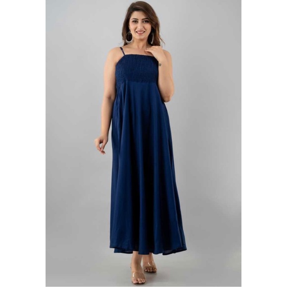 👗Brand New Navy Blue Fit & Flared long dress for Women👗 - Picture 5 of 13